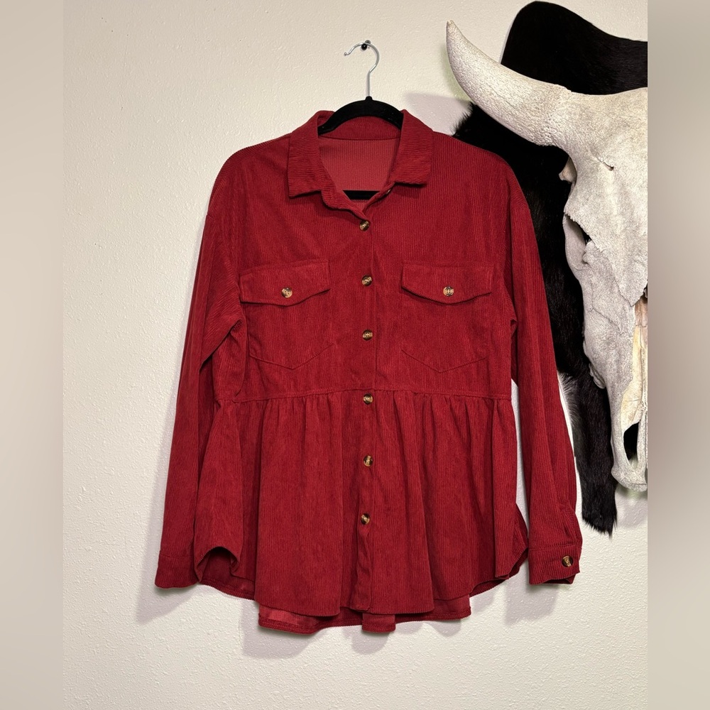 SHEIN Red/ Maroon Button-Down Women’s Shirt